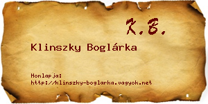 Klinszky Boglárka névjegykártya